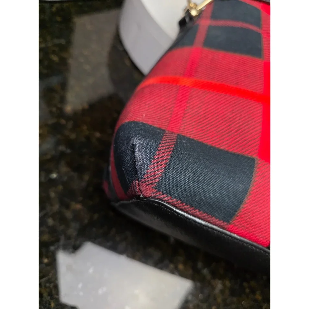 Kate Spade Newbury Lane Plaid Small Rachelle Satchel Red Black Buffalo Check Bag